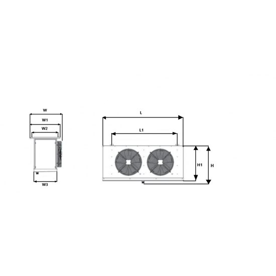 TES SERİSİ - 10mm Hatve 2 FANLI 56X48.5 - 1/2 EVAPORATÖR 630MM